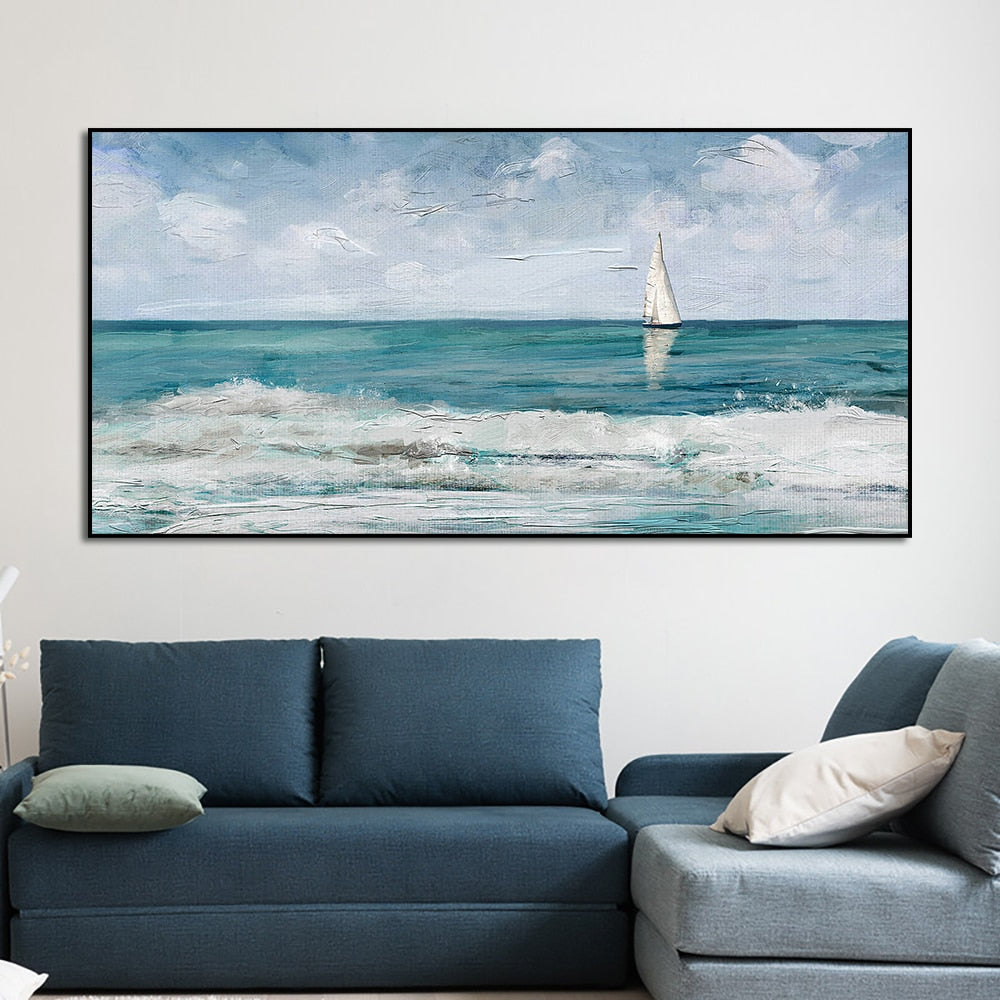 Tranquil Pollution - Abstract Seascape Oil Paintings On Canvas