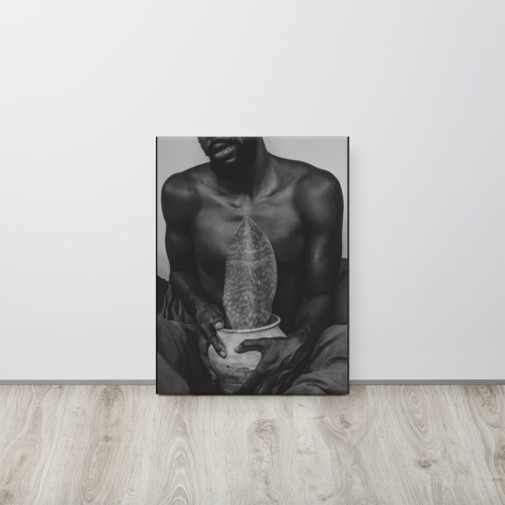A Whale Fin's Cradle Canvas Print (Black & White)