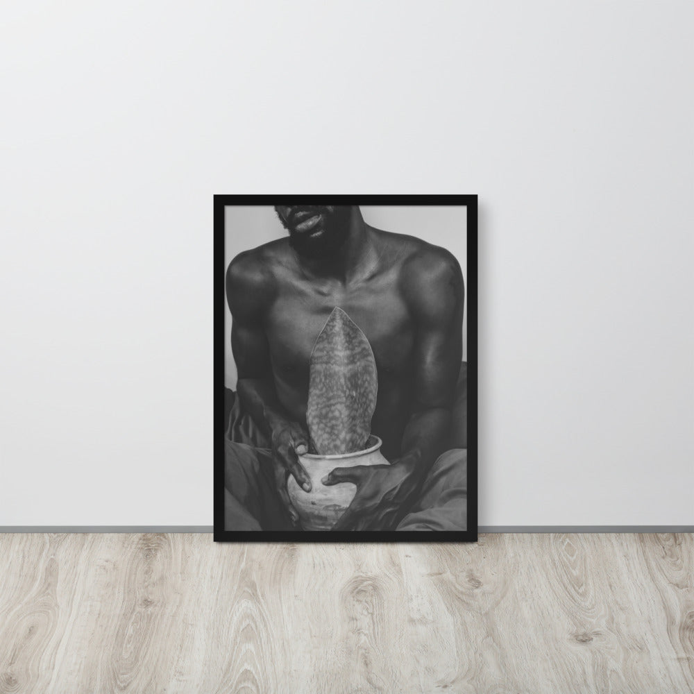 A Whale Fin's Cradle Framed poster (Black & White)