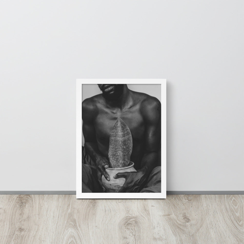 A Whale Fin's Cradle Framed poster (Black & White)