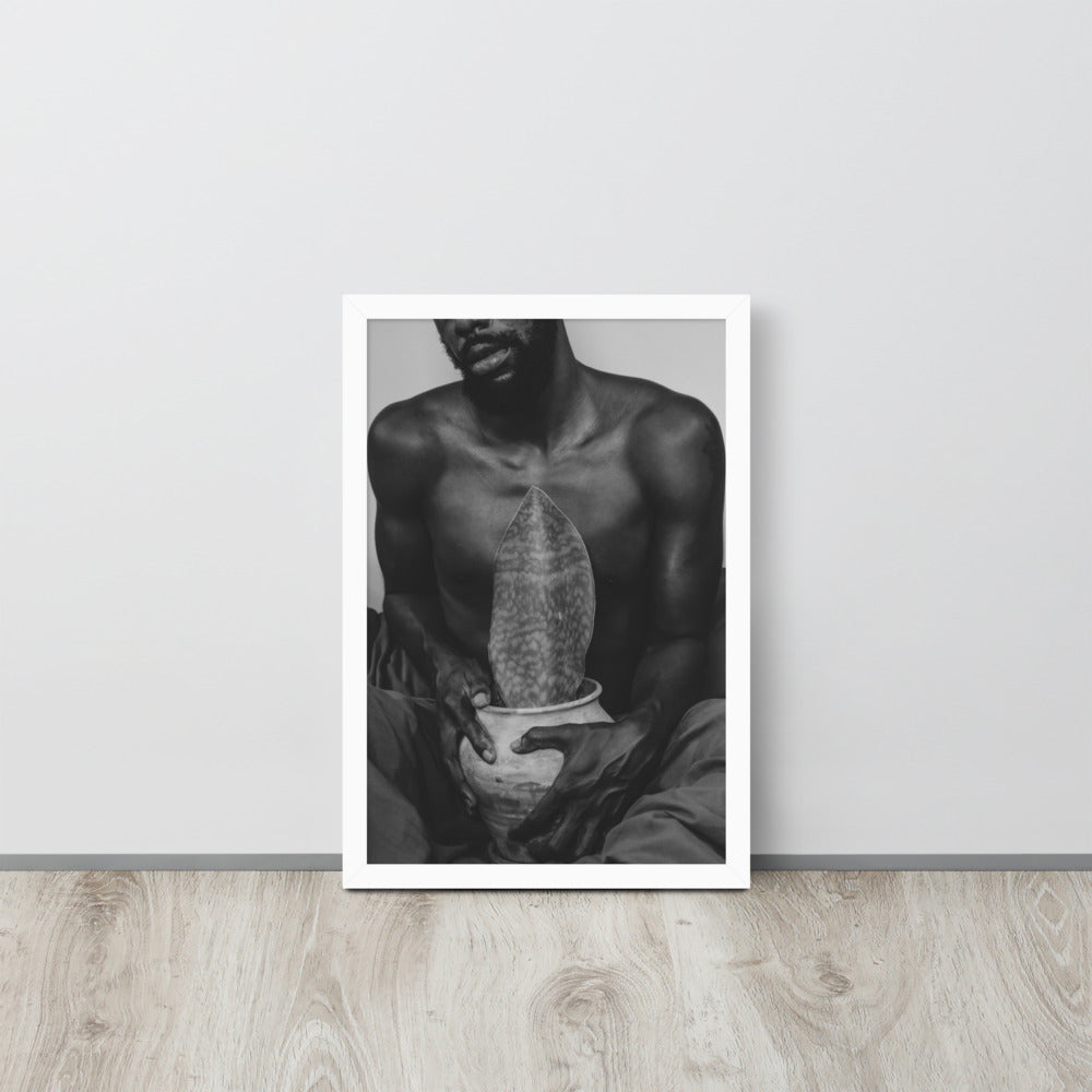A Whale Fin's Cradle Framed poster (Black & White)