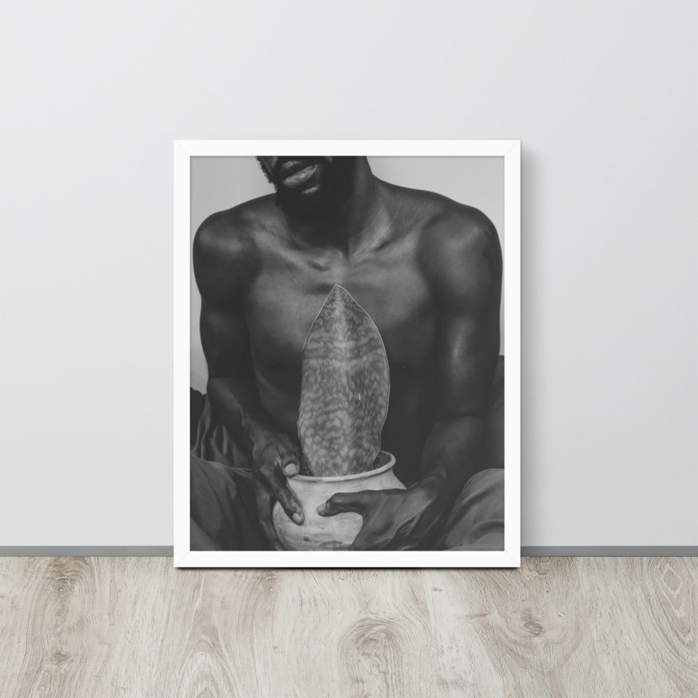 A Whale Fin's Cradle Framed poster (Black & White)