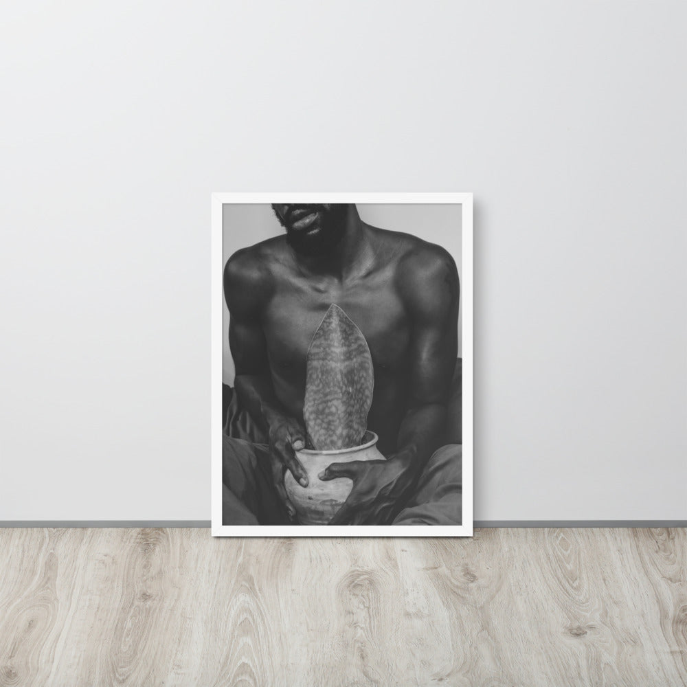 A Whale Fin's Cradle Framed poster (Black & White)