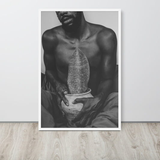 A Whale Fin's Cradle Framed poster (Black & White)