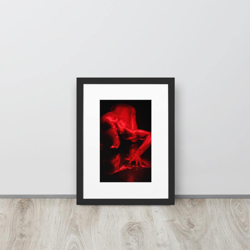 Introspection Red Matte Paper Framed Poster With Mat - Innovign Art