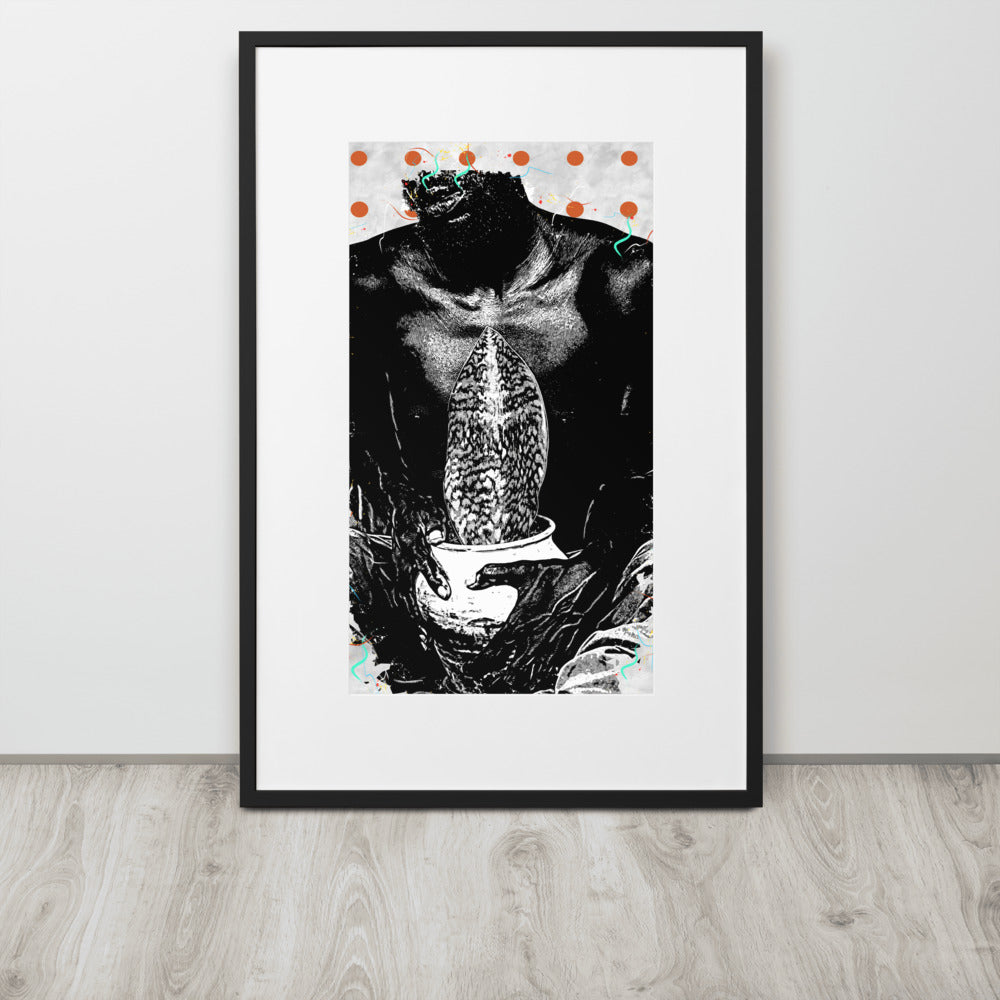 A Whale Fin's Cradle Pop Matte Paper Framed Poster With Mat