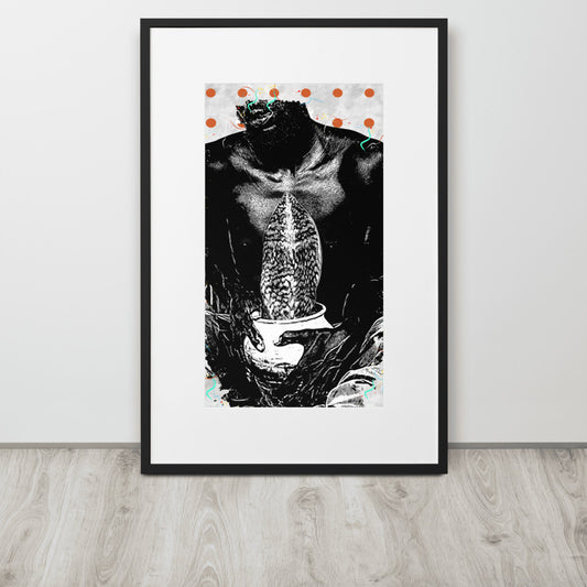 A Whale Fin's Cradle Pop Matte Paper Framed Poster With Mat