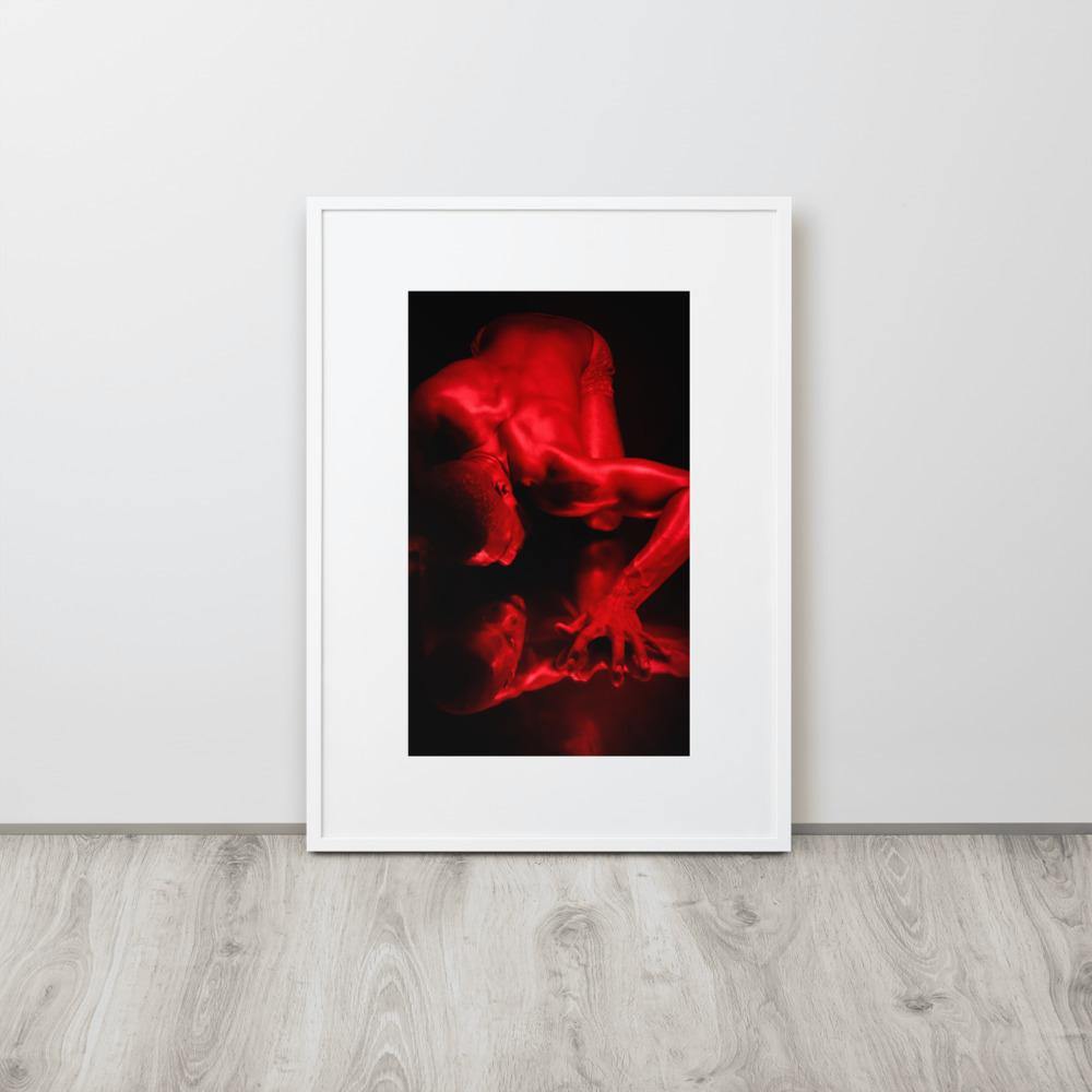 Introspection Red Matte Paper Framed Poster With Mat - Innovign Art